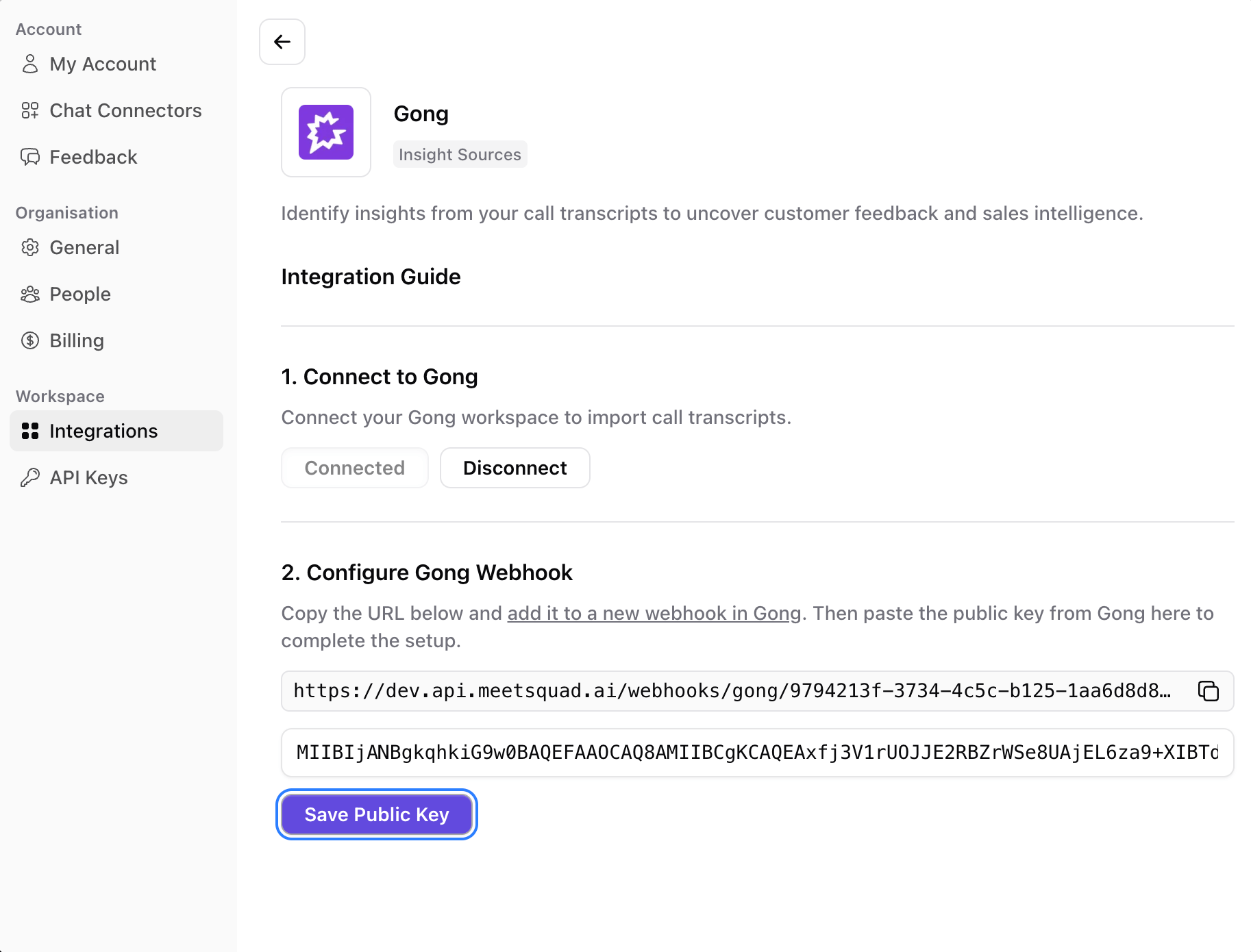 Paste public key