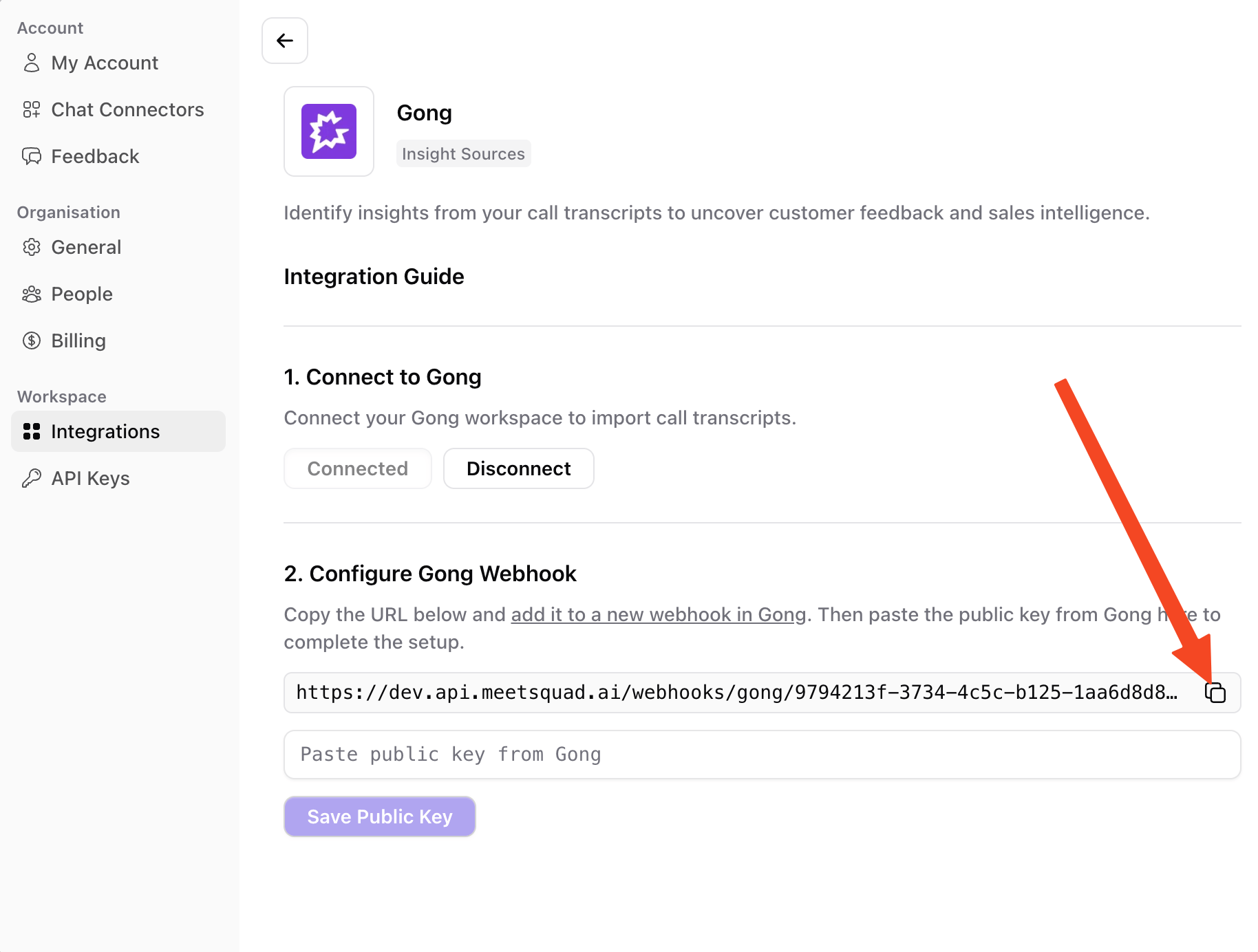 Copy webhook URL