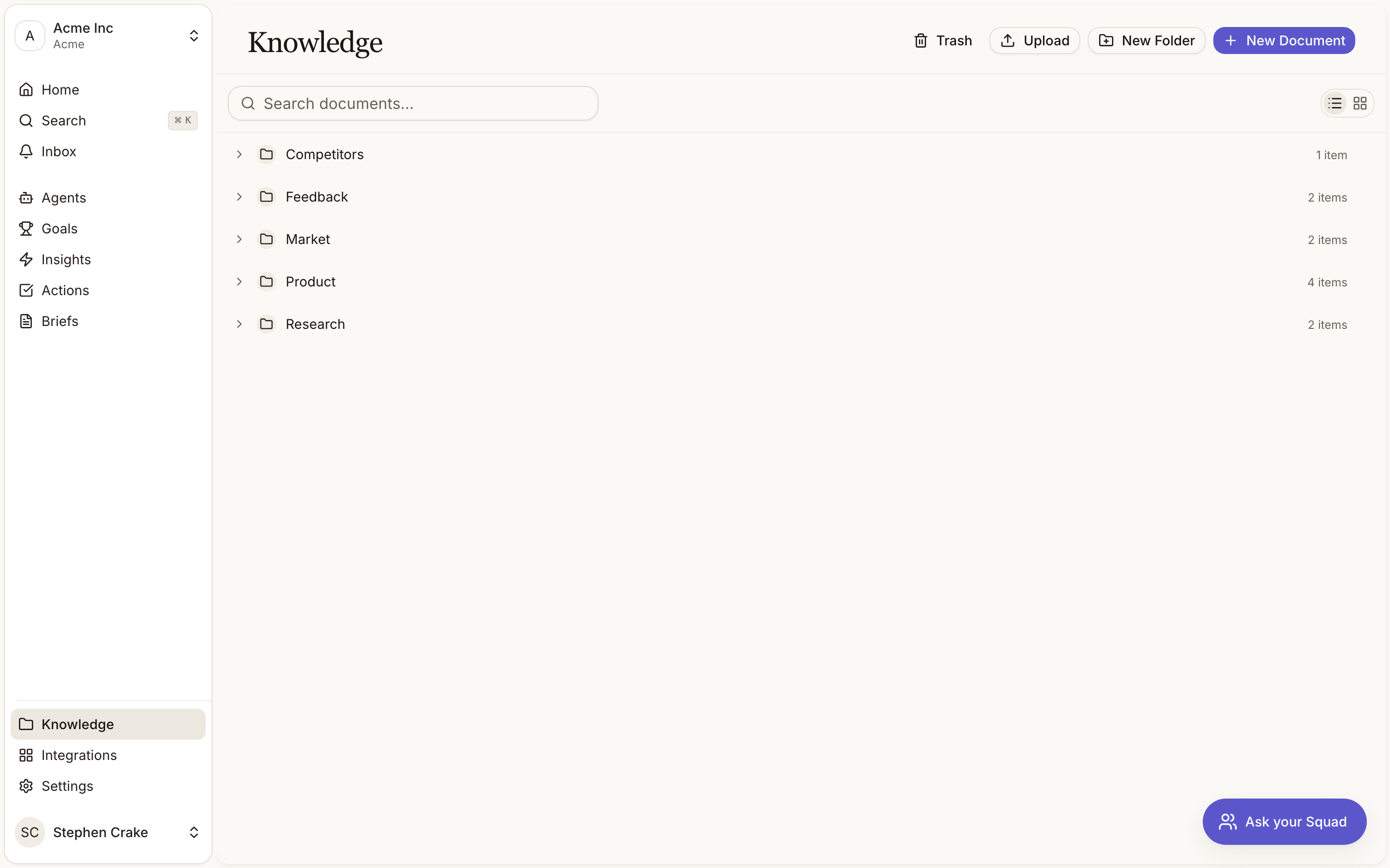 The Knowledge document library