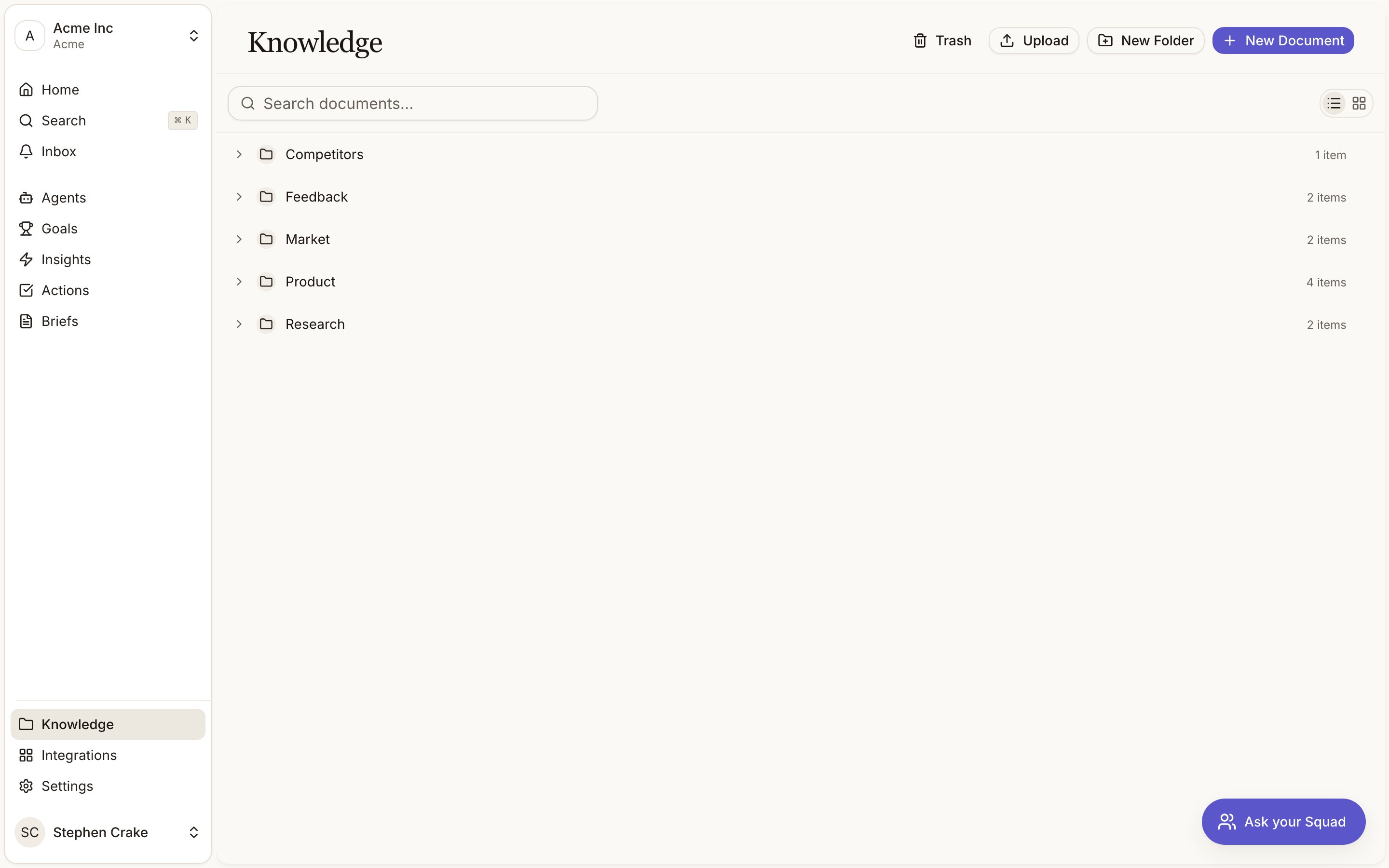 The Knowledge document library
