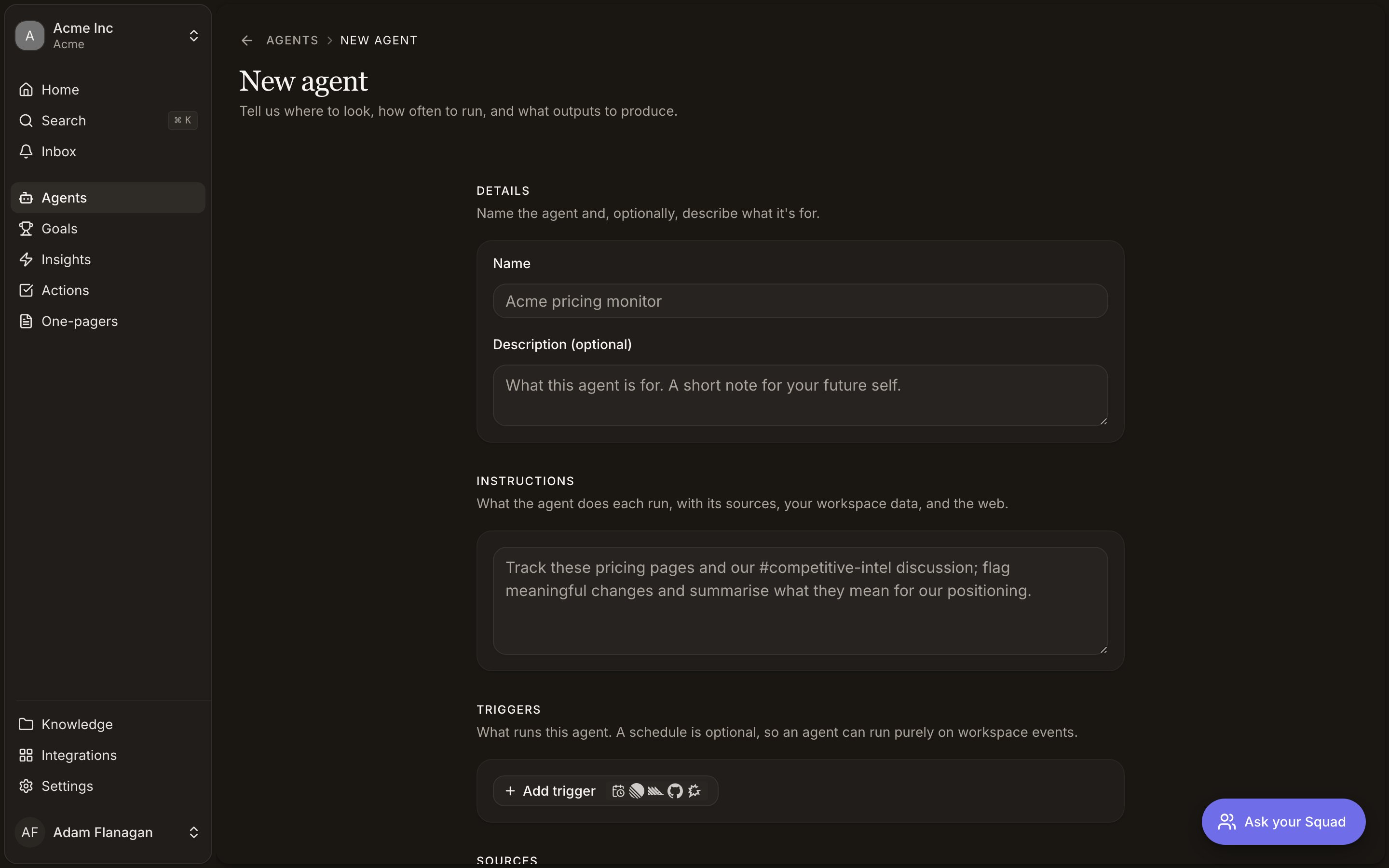 The New agent form