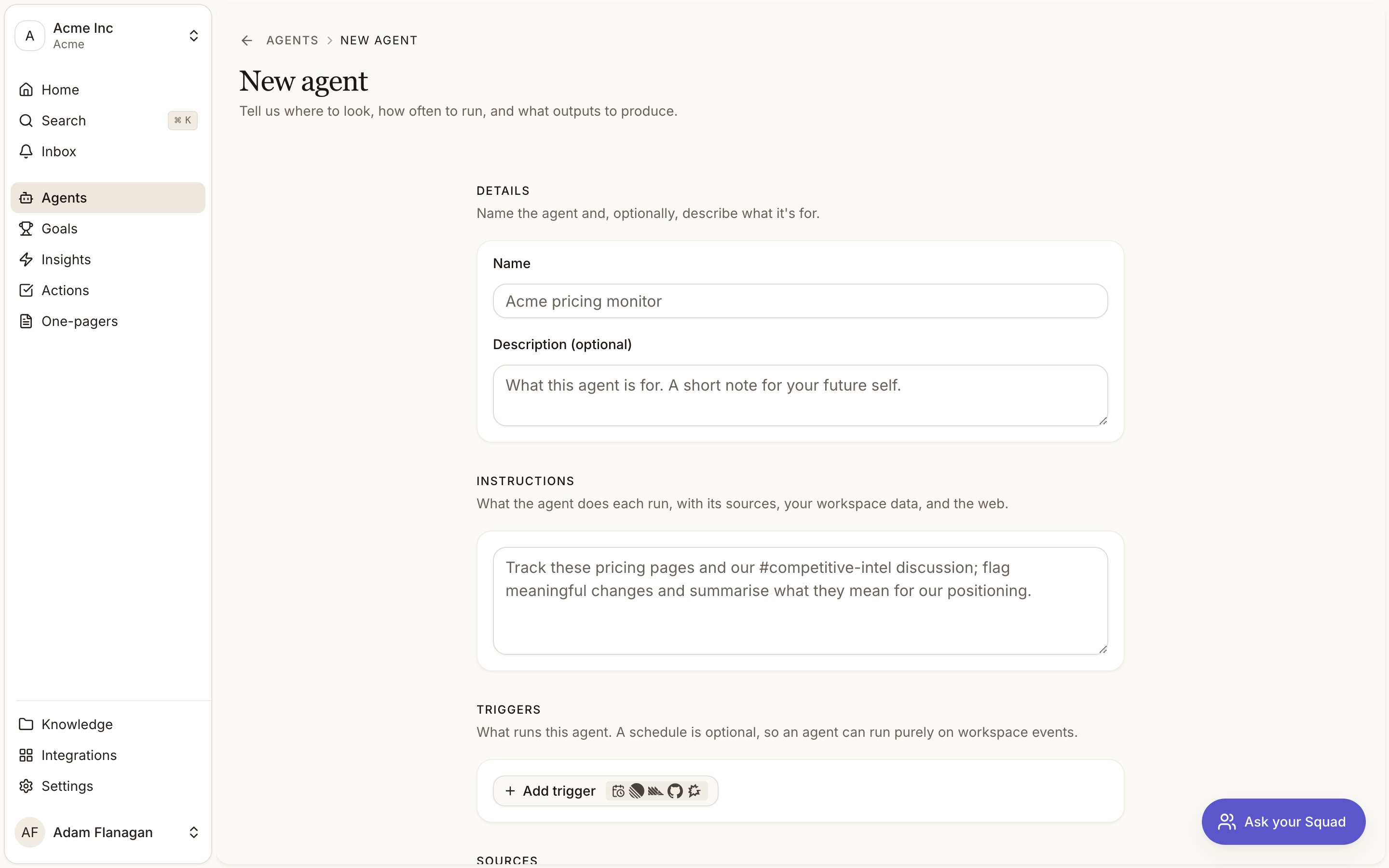 The New agent form