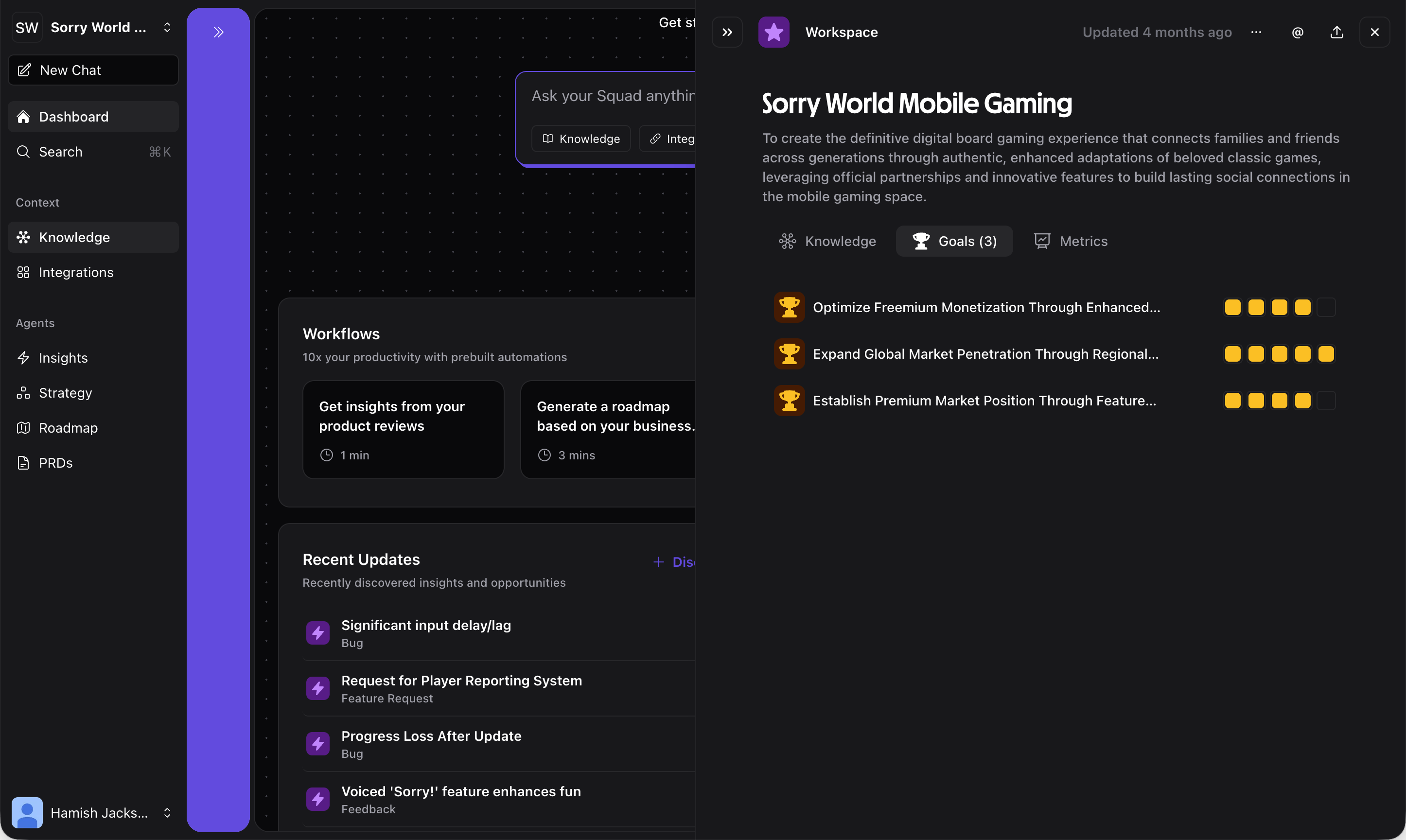 Squad Knowledge Goals Tab