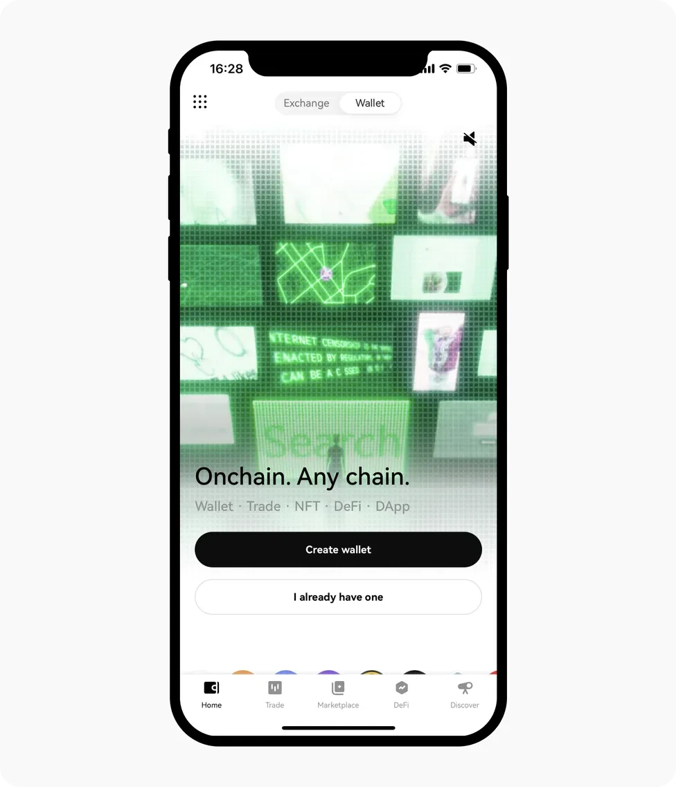 OKX import wallet screen