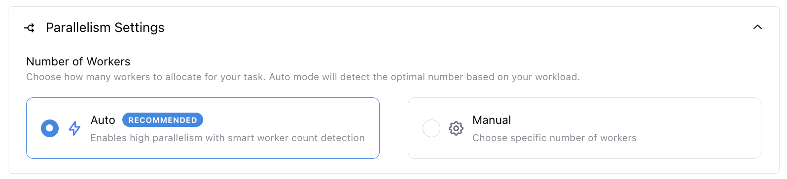 Parallelism settings