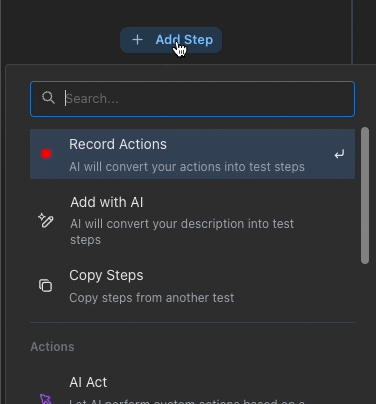 Using AI to generate multiple test steps automatically