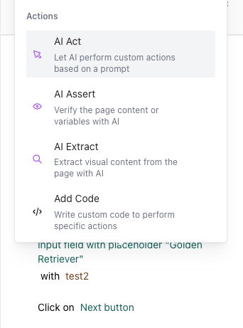 Manually adding an AI Action