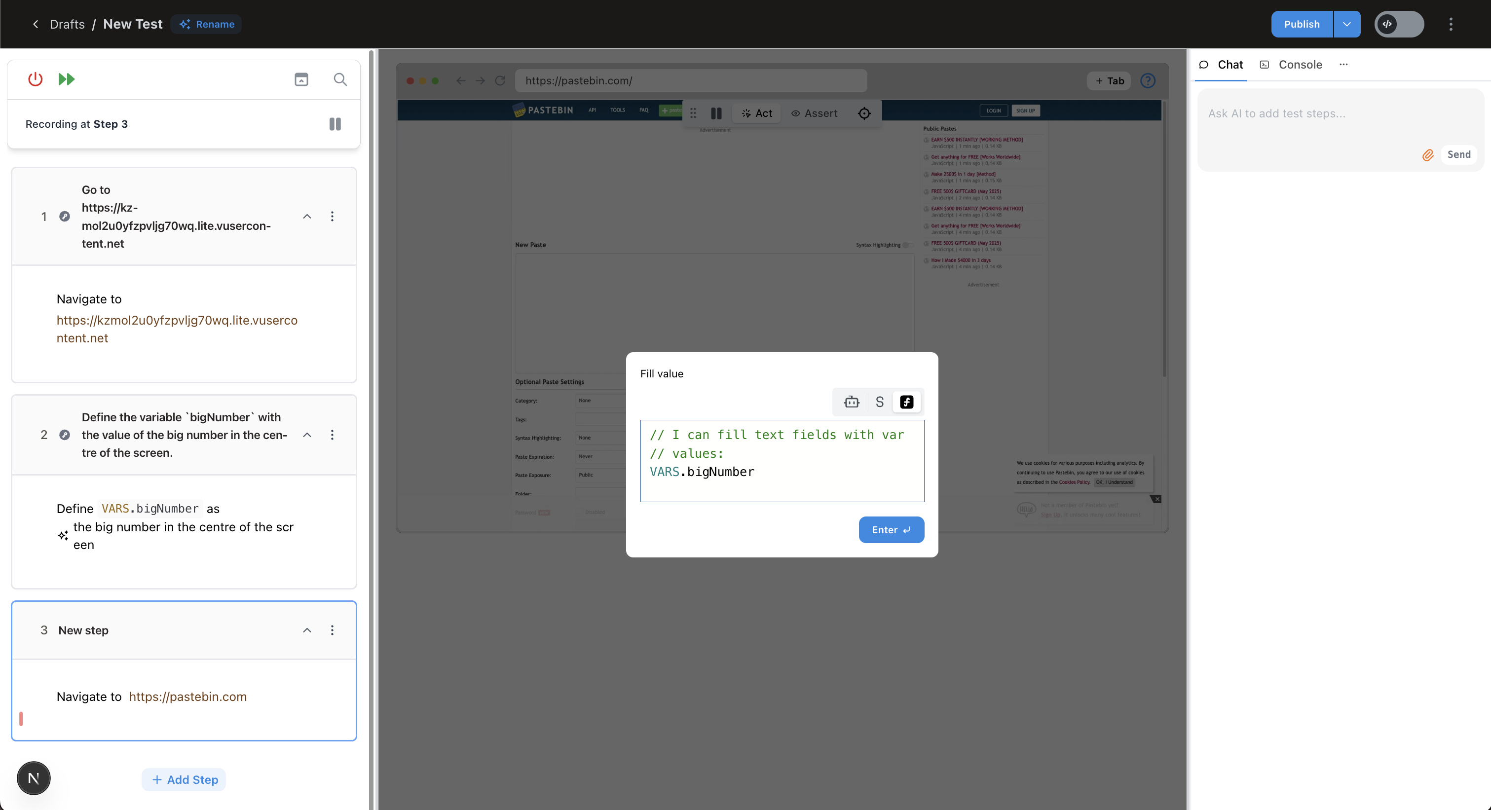 Fill value dialog