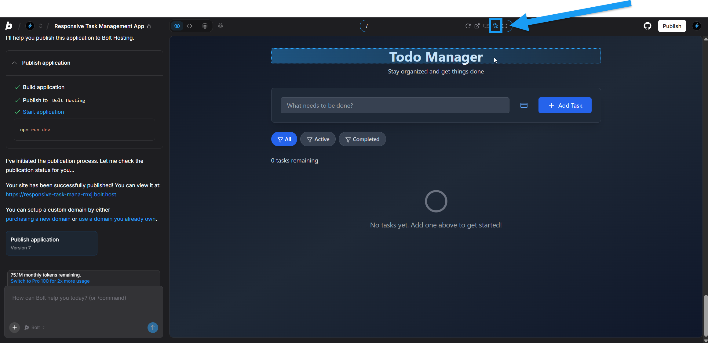 Screencapture of inspector icon in Bolt