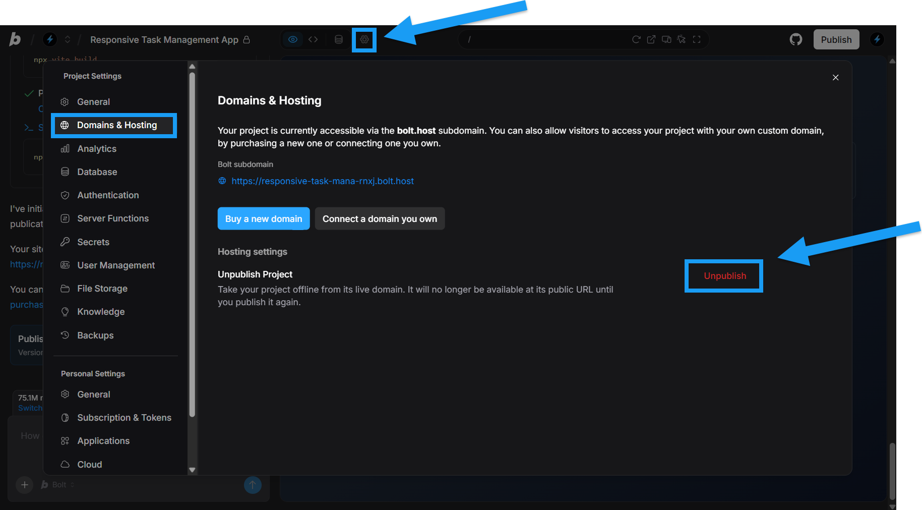 Unpublish Domain Pn