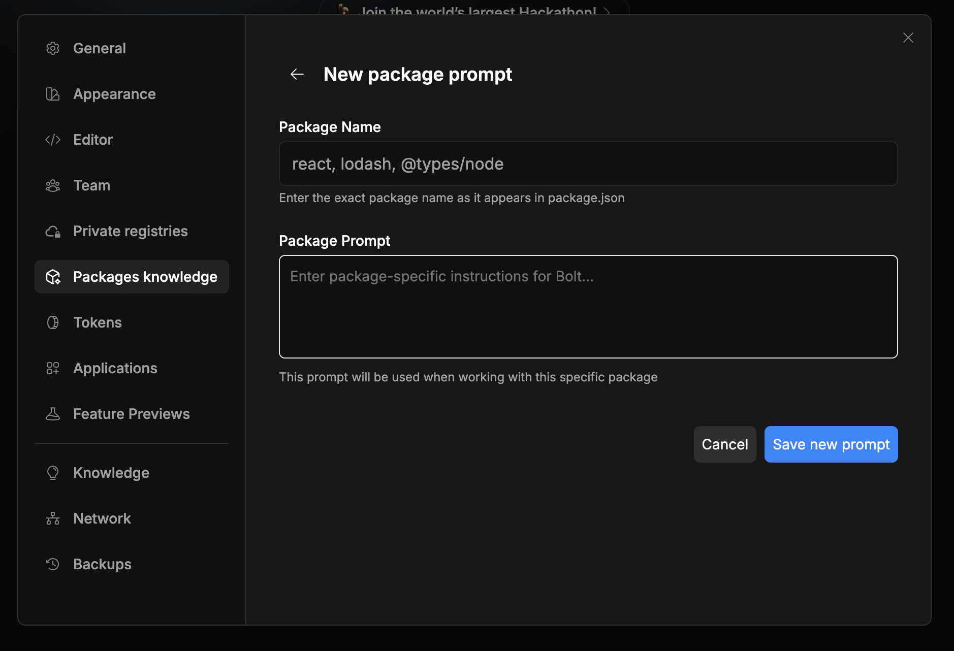 New Package Prompt Pn