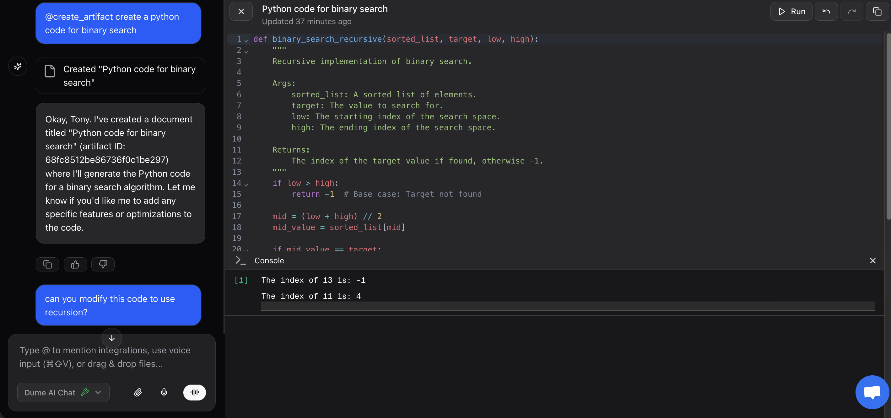 Code artifact usage code artifact