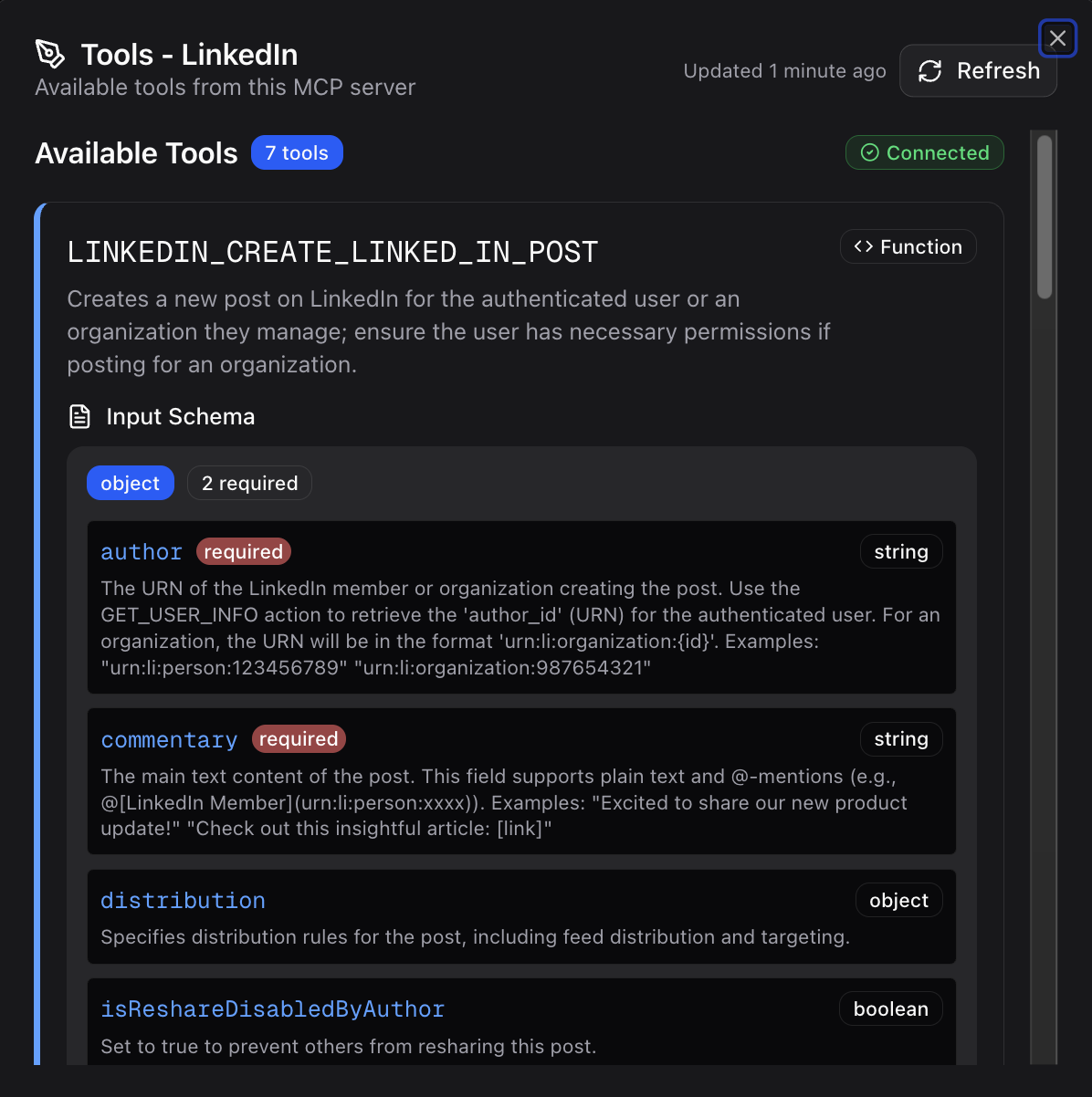 View MCP tools Tools MCP server