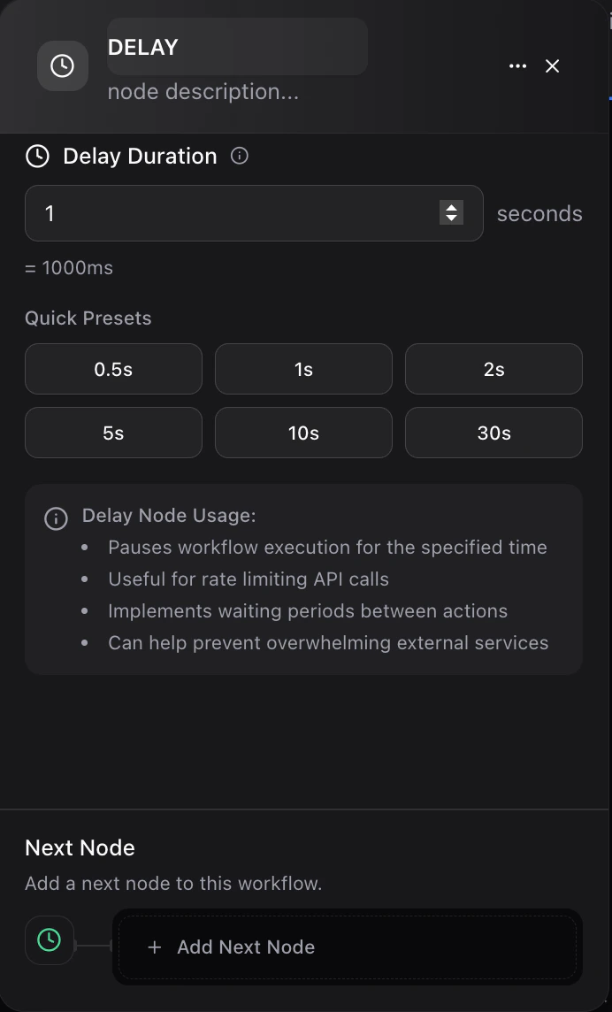 Dume.ai Workflow Delay node Workflow Dume.ai Delay node