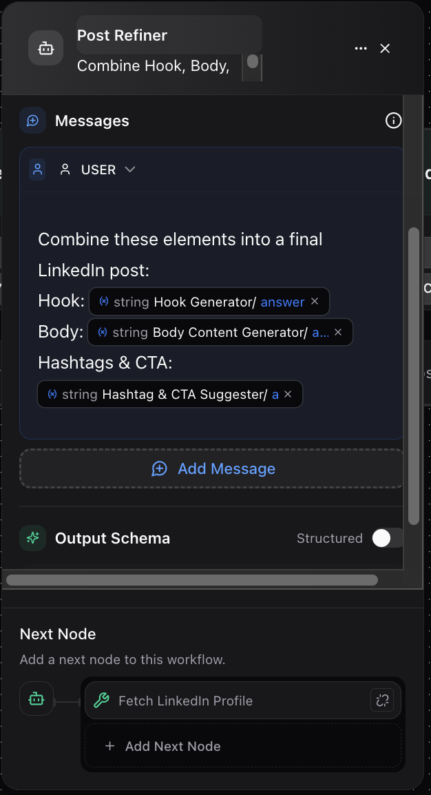 Dume.ai Workflow LLM input Workflow Dume.ai LLM input
