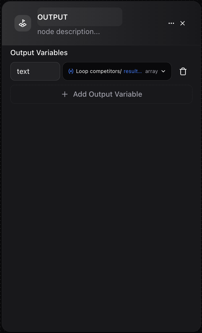 Dume.ai Workflow Output node Workflow Dume.ai output node