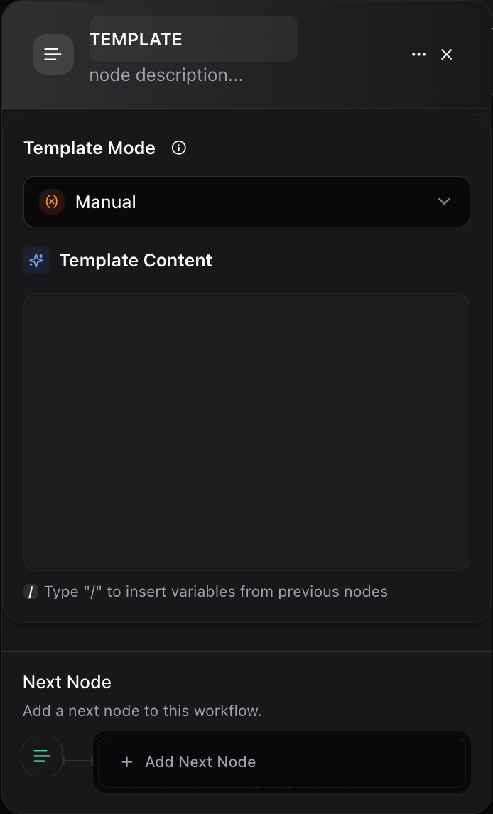 Dume.ai Workflow Template node Workflow Dume.ai template node