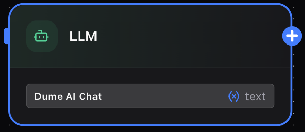 Dume.ai Workflow LLM node Workflow Dume.ai LLM node