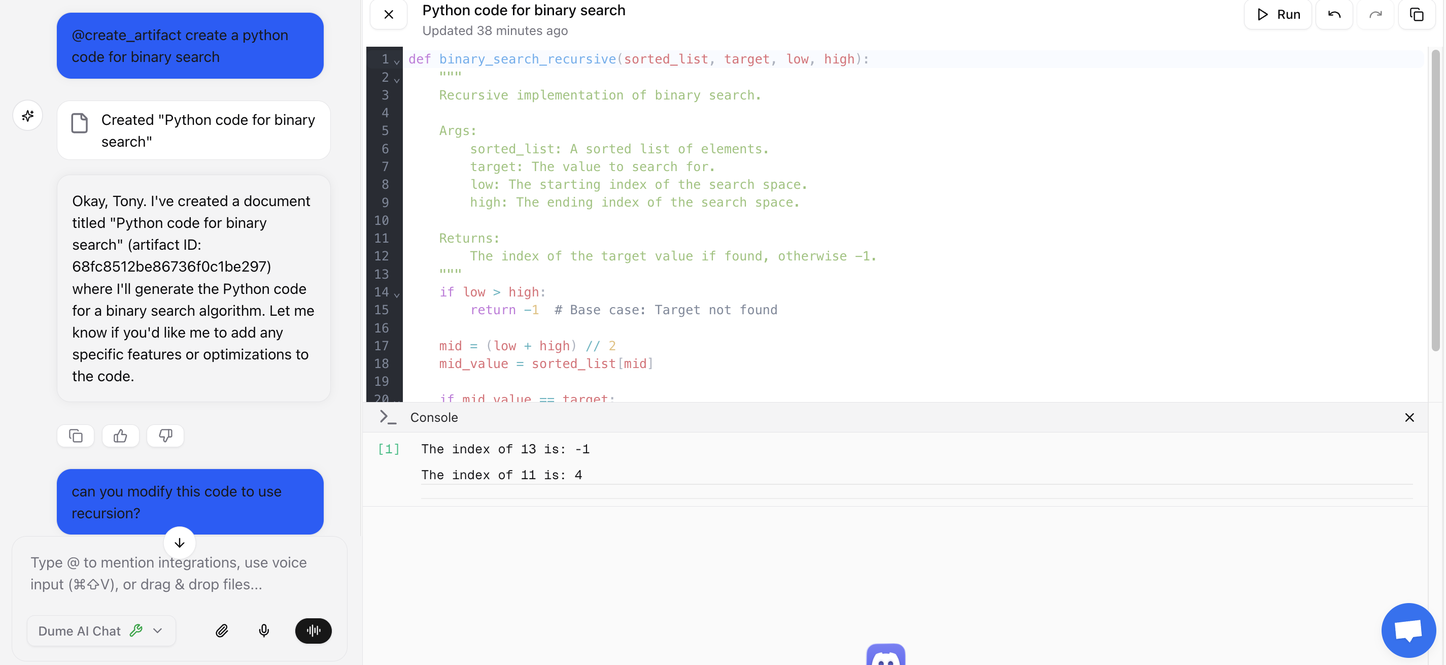 Code artifact usage code artifact