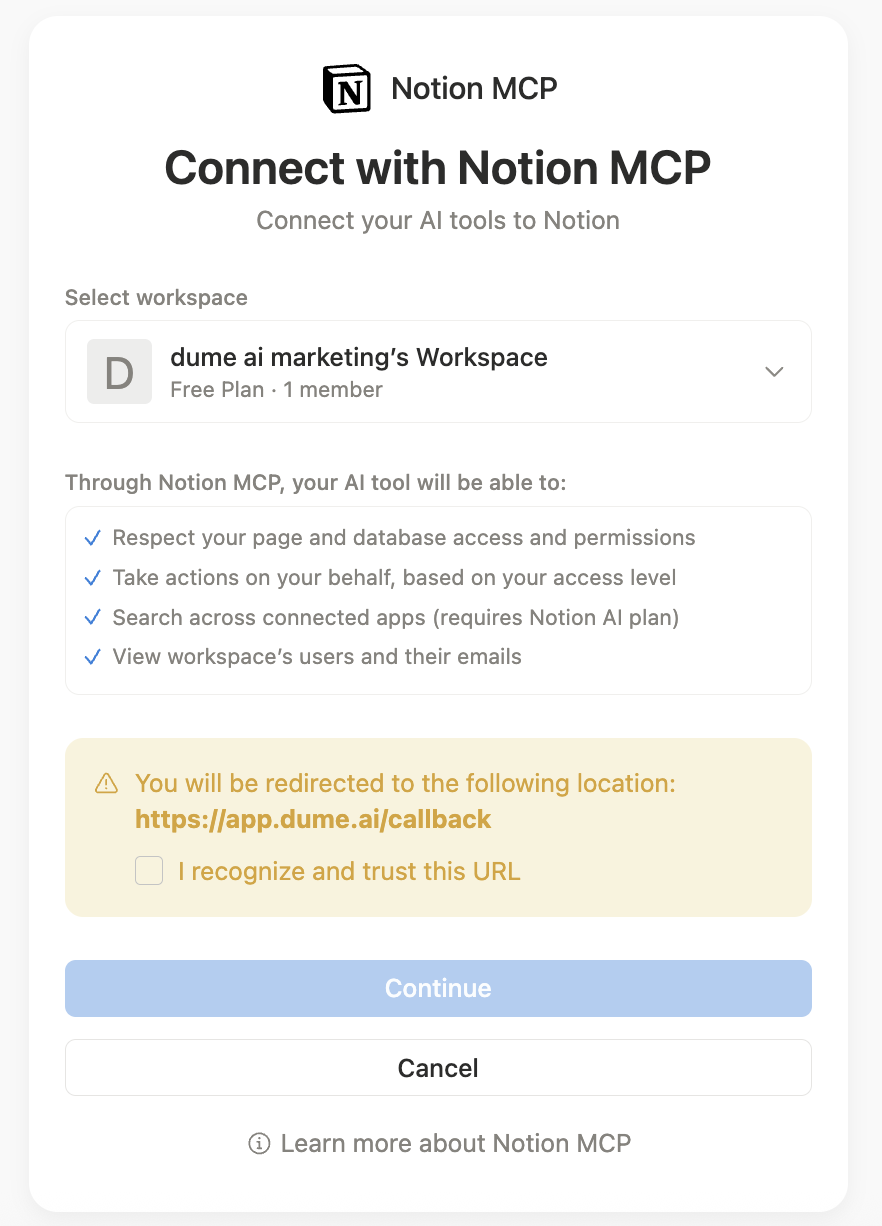 Starting OAuth authentication process OAuth connection initiation showing connect button and permission preview