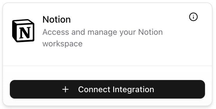 Selecting an integration to connect Integration selection interface showing various third-party tools with connect buttons