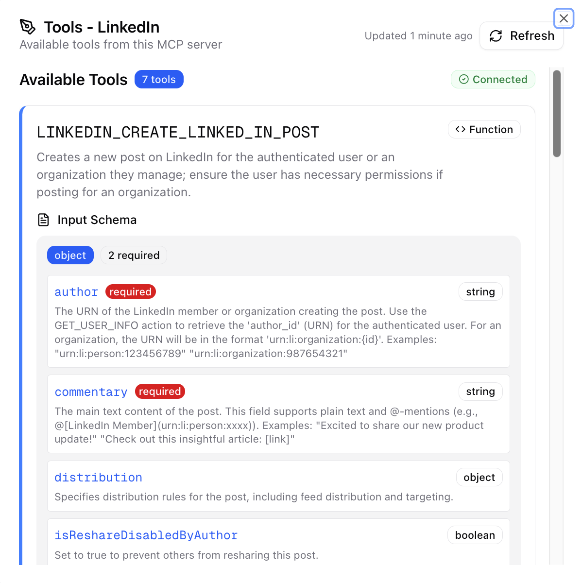 View MCP tools Tools MCP server