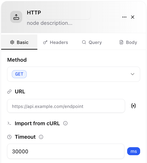 Dume.ai Workflow HTTP node basic Workflow Dume.ai HTTP node basic