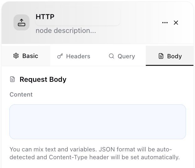 Dume.ai Workflow HTTP body query Workflow Dume.ai HTTP body query