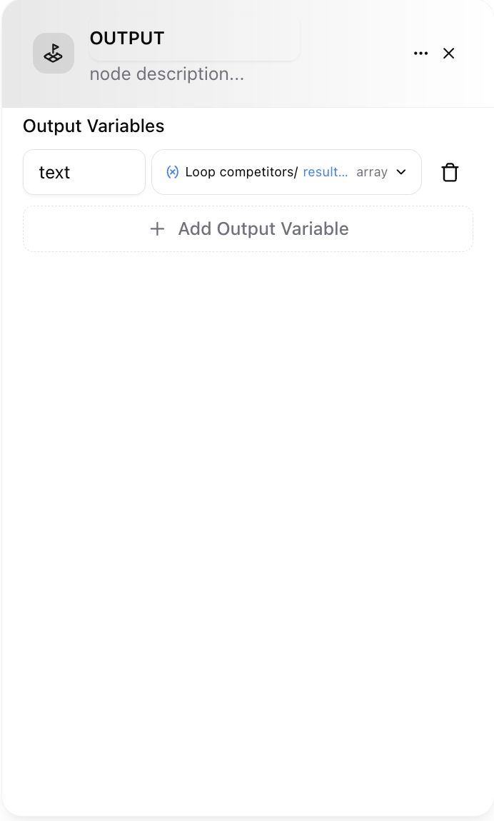 Dume.ai Workflow Output node Workflow Dume.ai output node