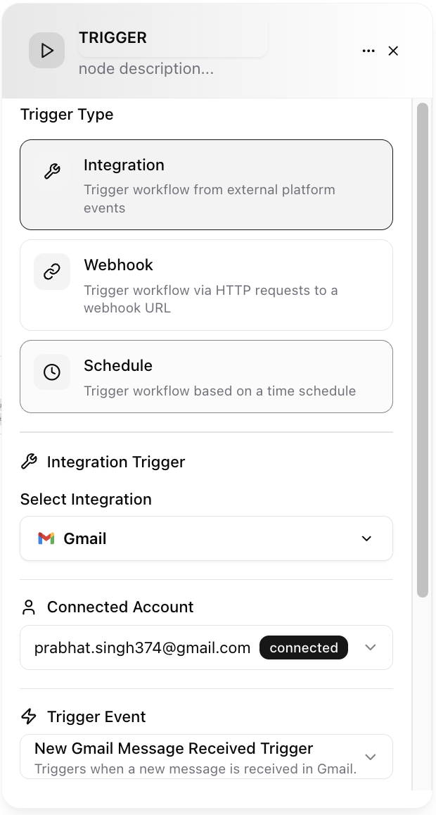 Dume.ai Workflow Trigger integration Workflow Dume.ai trigger integration