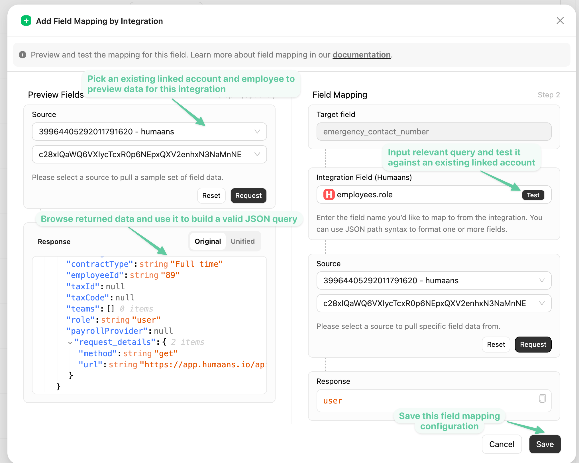 Integration Field Mapping - Stackone