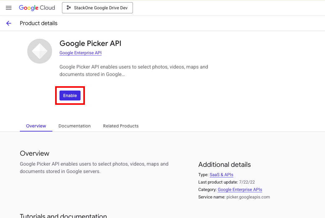 Google Picker Api Enable Pn