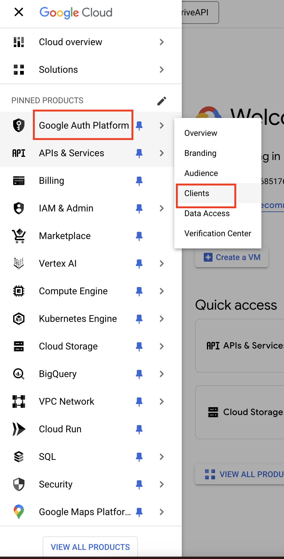 Navigate to OAuth Clients