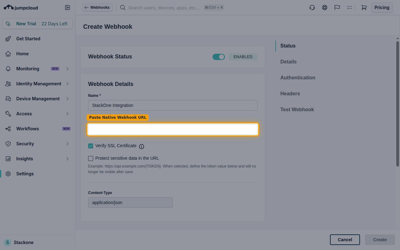 The Create Webhook screen with the Name field, the URL field, and the Content-Type set to application/json.