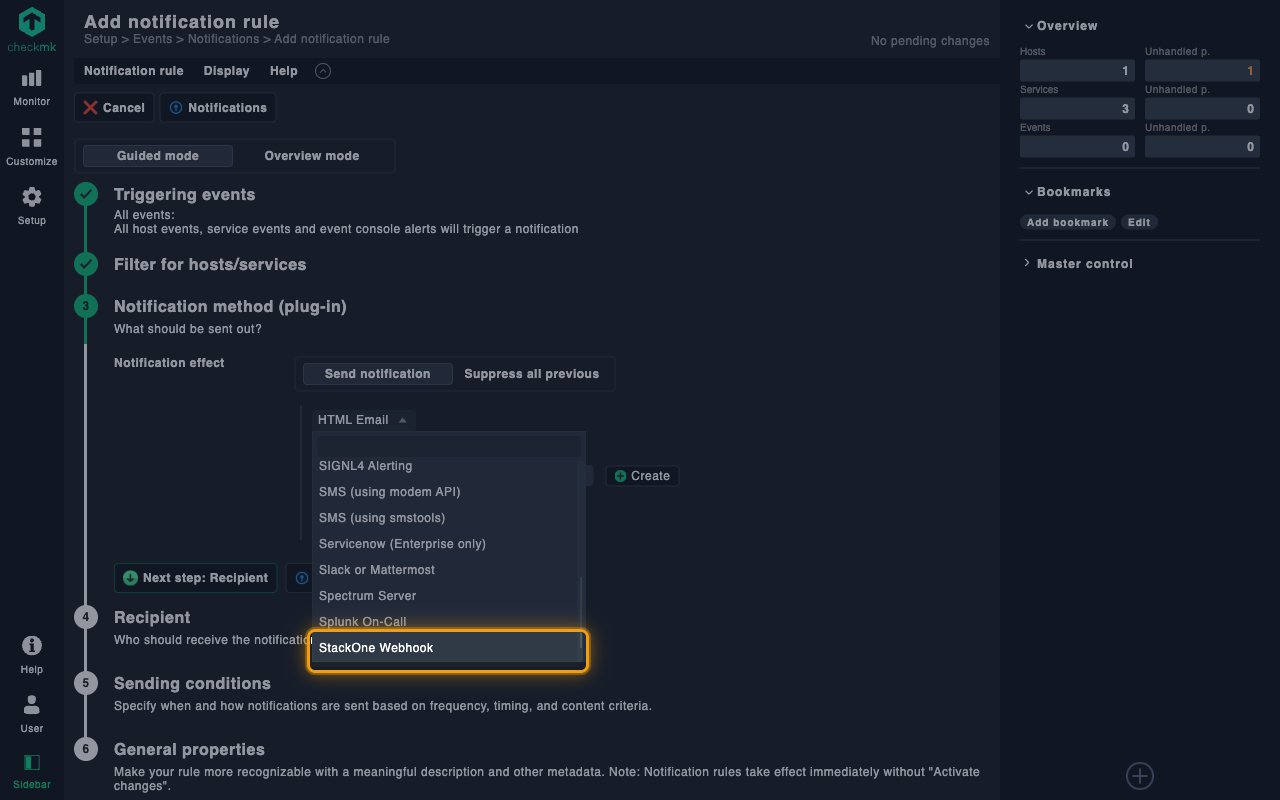 Method dropdown open with the StackOne Webhook option highlighted