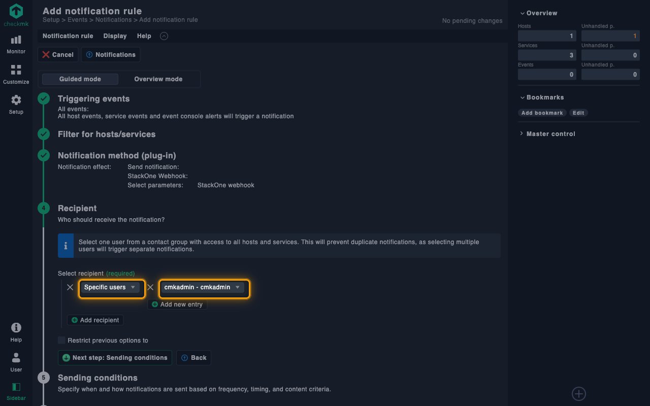 Recipient stage with Specific users and the selected user highlighted