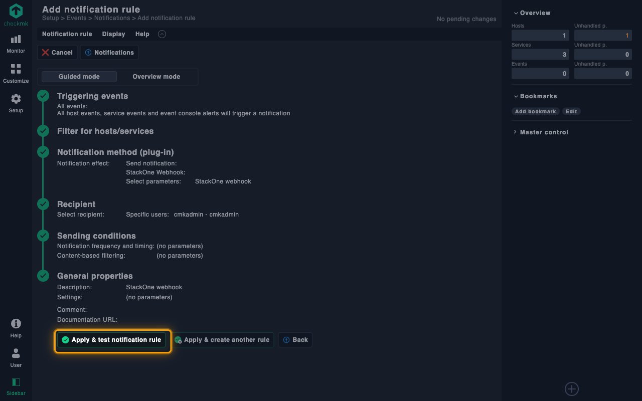Rule summary with the Apply and test notification rule button highlighted