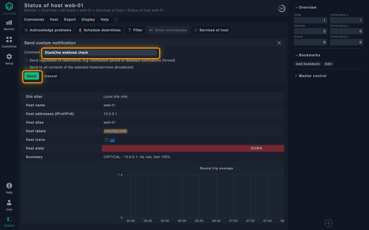 Send custom notification form with the Comment field and the Send button highlighted