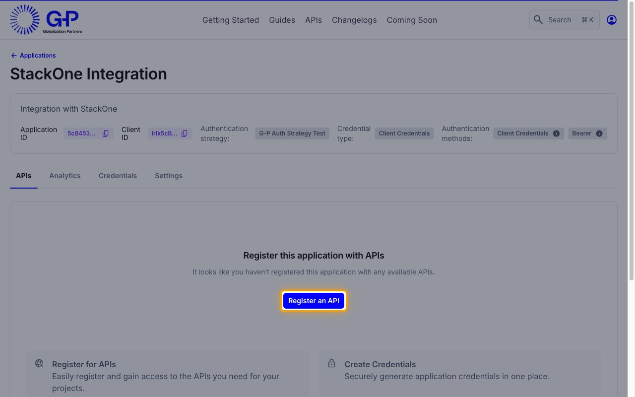 The application APIs tab with the Register an API button highlighted