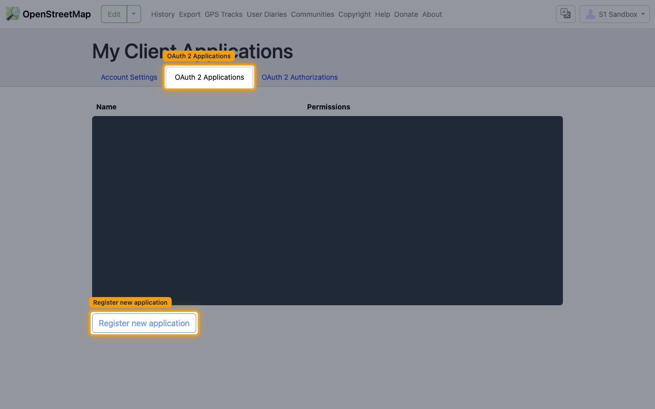 My Client Applications page with the OAuth 2 Applications tab and the Register new application link highlighted.