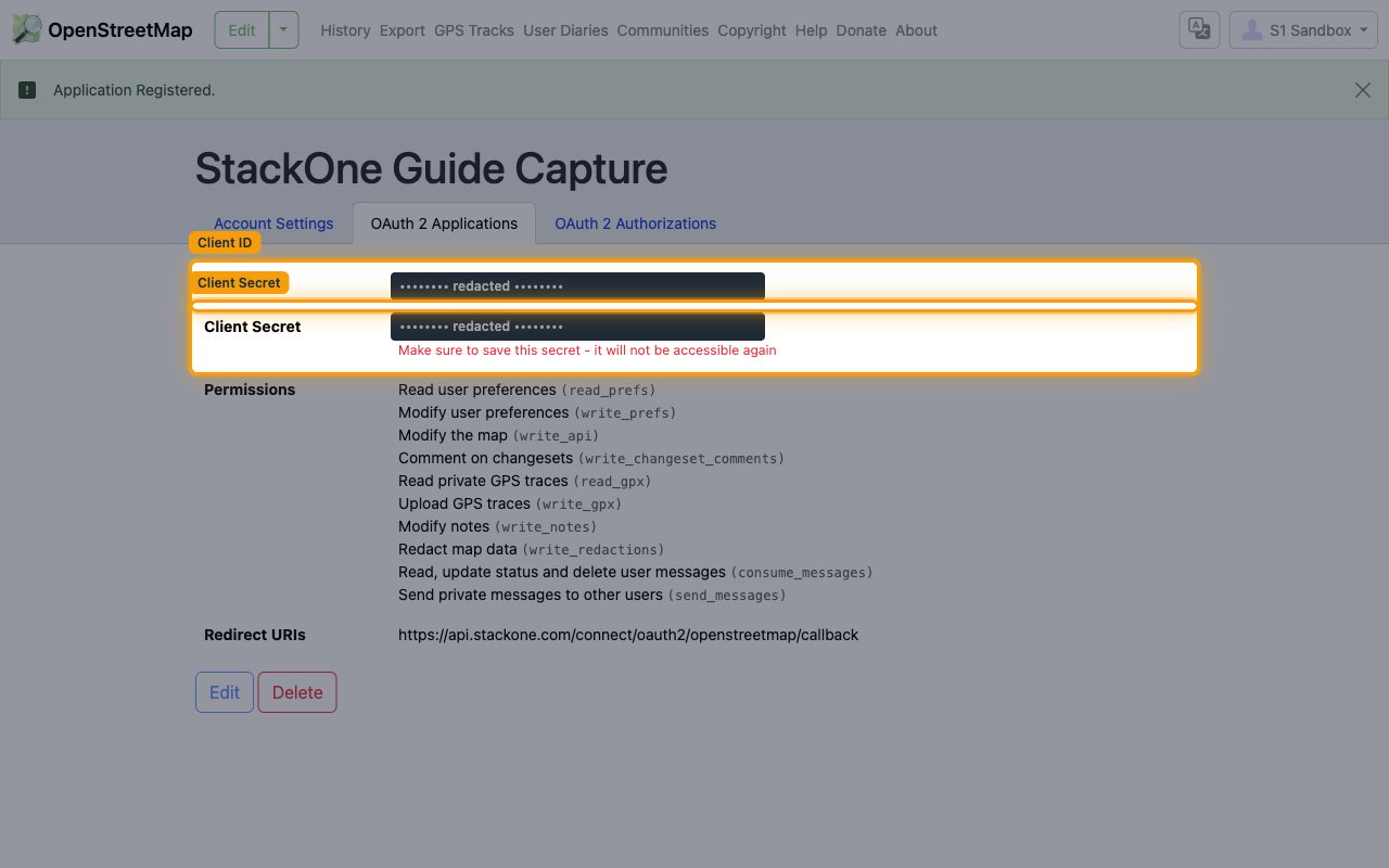Application registered page showing the Client ID and Client Secret rows (values redacted) and the save-this-secret warning.