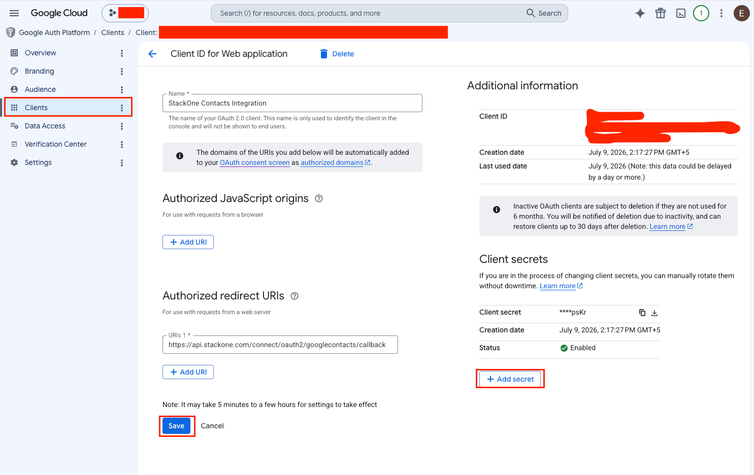 Use an existing OAuth client