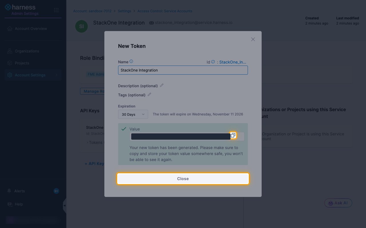 The generated token with its value hidden, and the copy icon and Close button highlighted