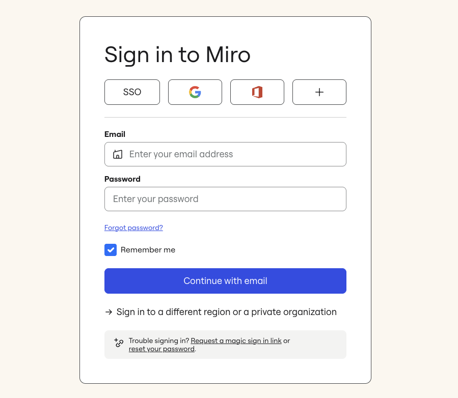 Miro OAuth Login Page