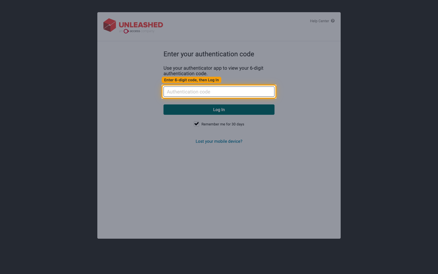 2-Step Authentication screen with the Authentication code field and Log In button
