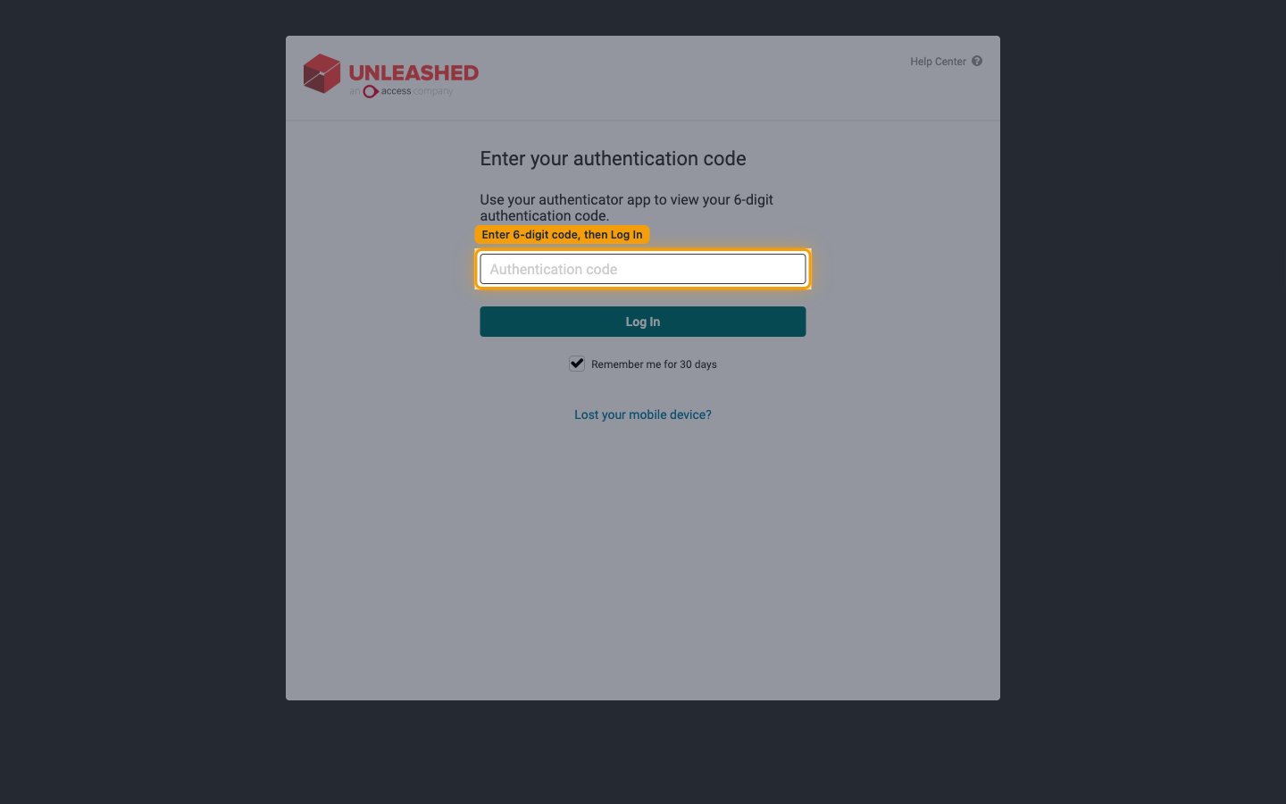 2-Step Authentication screen with the Authentication code field and Log In button