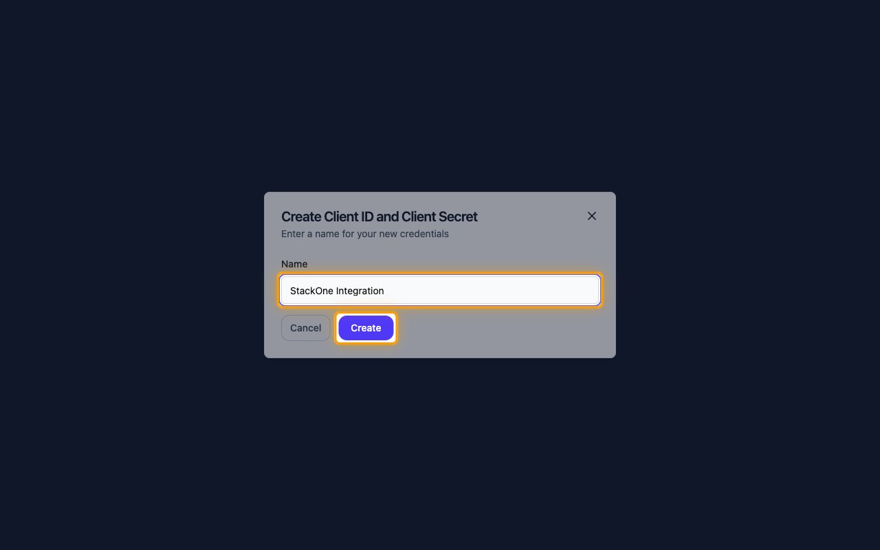 The Create Client ID and Client Secret form with the Name field and Create button highlighted