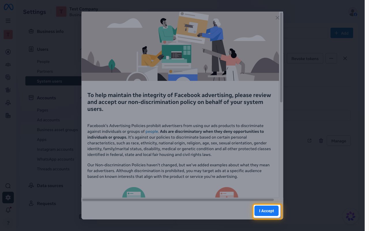 The non-discrimination policy dialog with the I Accept button highlighted