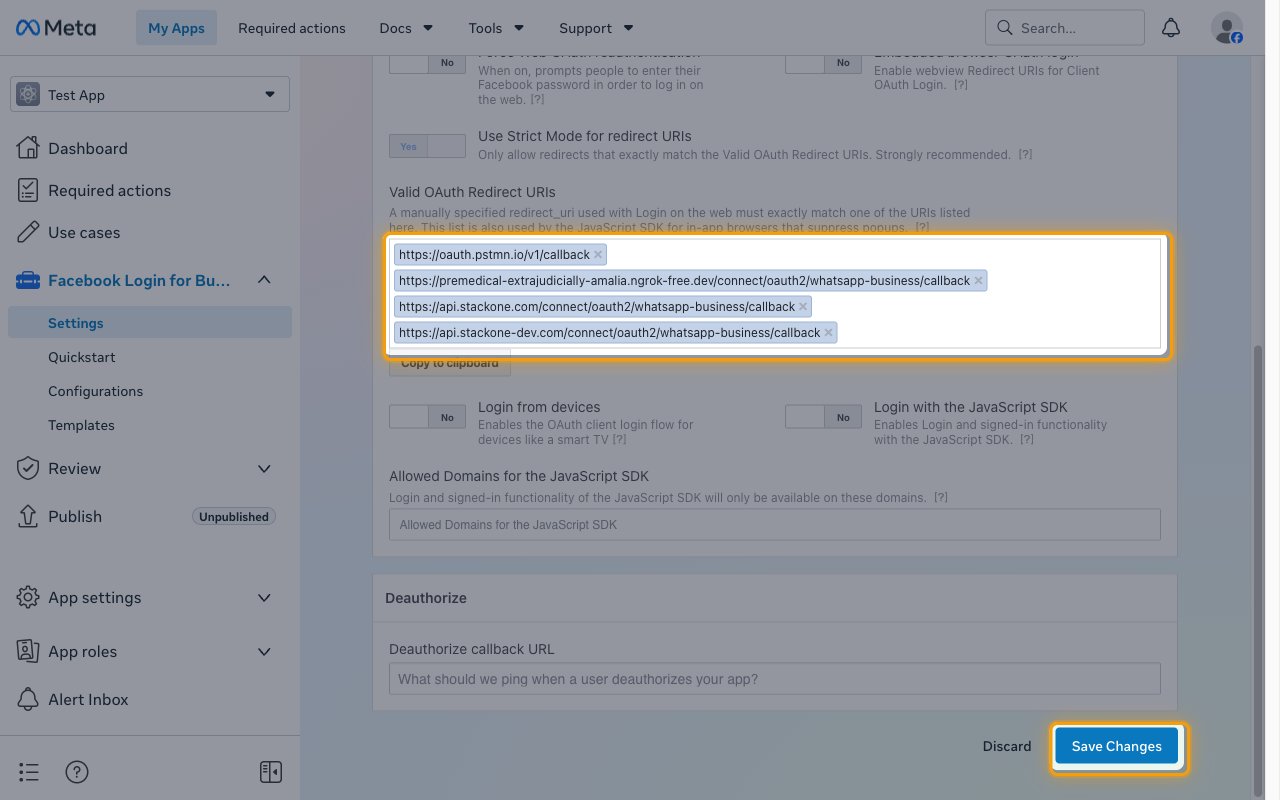 The Client OAuth settings with the Valid OAuth Redirect URIs field and the Save Changes button highlighted