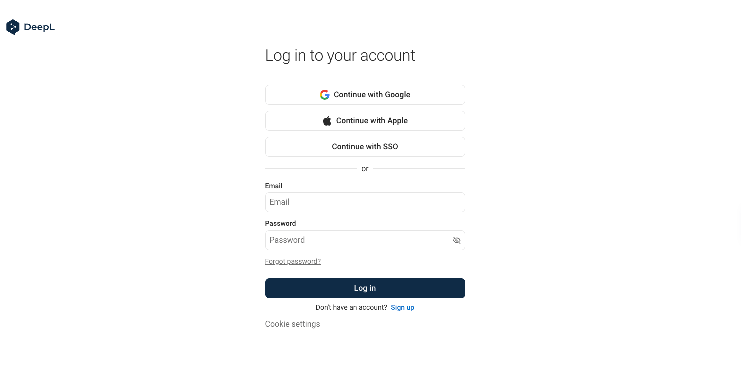 DeepL sign-in
